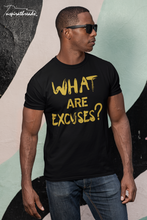 Load image into Gallery viewer, What Are Excuses? Black/Gold Special Edition Greek Short Sleeve T-Shirt
