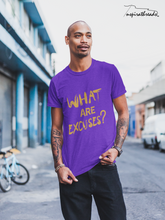 Load image into Gallery viewer, What Are Excuses? Purple/Gold  Special Edition Greek Short Sleeve T-Shirt