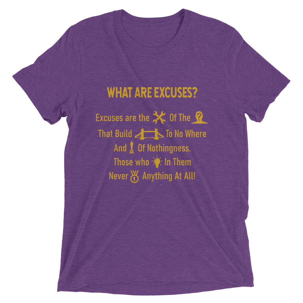 What Are Excuses? Purple/Gold Special Edition Greek Poem Short Sleeve T-Shirt