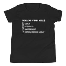 Load image into Gallery viewer, The Making of Baby Mogul$ - Youth Unisex Short Sleeve T-Shirt