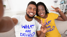 Load image into Gallery viewer, What Are Excuses? Blue Special Edition Greek Unisex Short Sleeve T-Shirt
