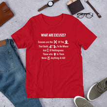 Load image into Gallery viewer, What Are Excuses? Special Edition Greek Poem (Multi-Color) Unisex Short Sleeve T-Shirt
